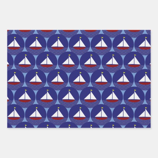 Sailboot Sailing Design Wrapping Paper Set (Voorkant 3)