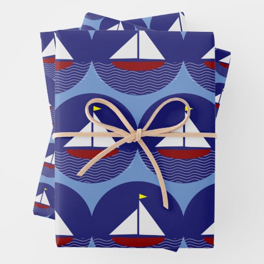 Sailboot Sailing Design Wrapping Paper Set (In situ)