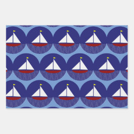 Sailboot Sailing Design Wrapping Paper Set