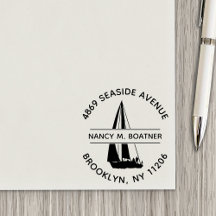 Sailboot Sailing Return Address Self Inking Stamp