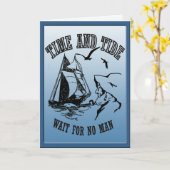 Sailboot Sailor Time and Tide Custom Greing Kaart (Gele Bloem)