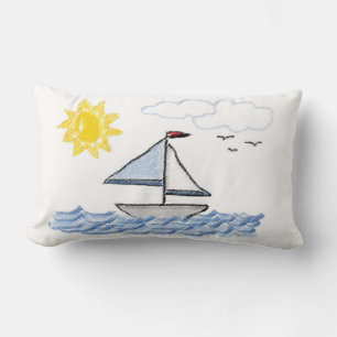 Sailboot Sketch Digital Art Kussen