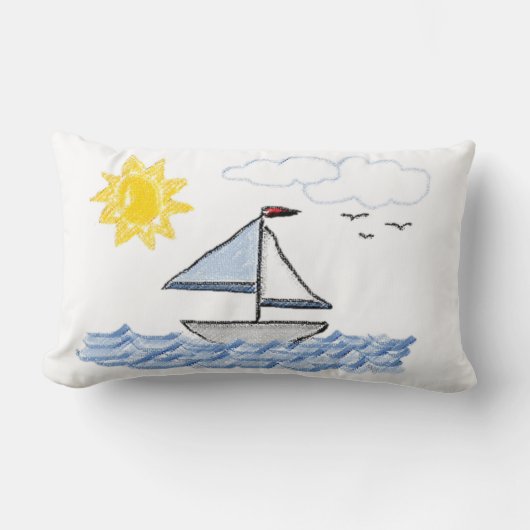 Sailboot Sketch Digital Art Kussen (Voorkant)