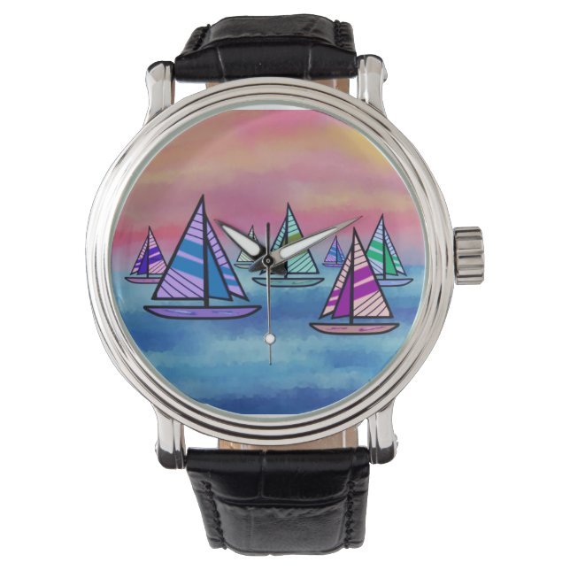 Sailboot Sunrise Horloge (Voorkant)