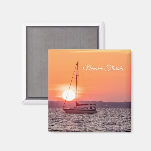 Sailboot Sunrise Square Magnet (Voorkant / Achterkant)