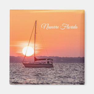 Sailboot Sunrise Square Magnet