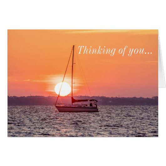 Sailboot Sunrise Thinking of You Card (Voorkant Horizontaal)