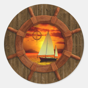 Sailboot Sunset Ronde Sticker