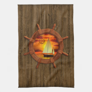 Sailboot Sunset Theedoek