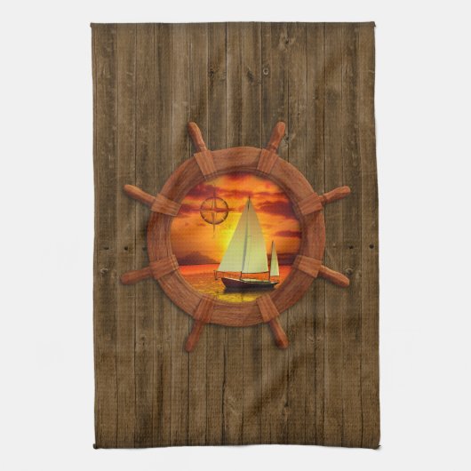 Sailboot Sunset Theedoek (Verticaal)