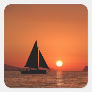 Sailboot Sunset Vierkante Sticker