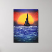 Sailboot Sunset - Waterverf Art Canvas Afdruk (Voorkant)