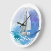 Sailboot text Sailing AcrylWall Clock Grote Klok (Hoek)