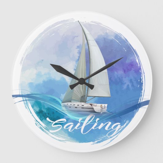 Sailboot text Sailing AcrylWall Clock Grote Klok (Voorkant)