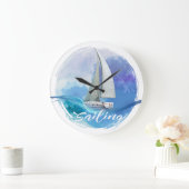 Sailboot text Sailing AcrylWall Clock Grote Klok (Huis)