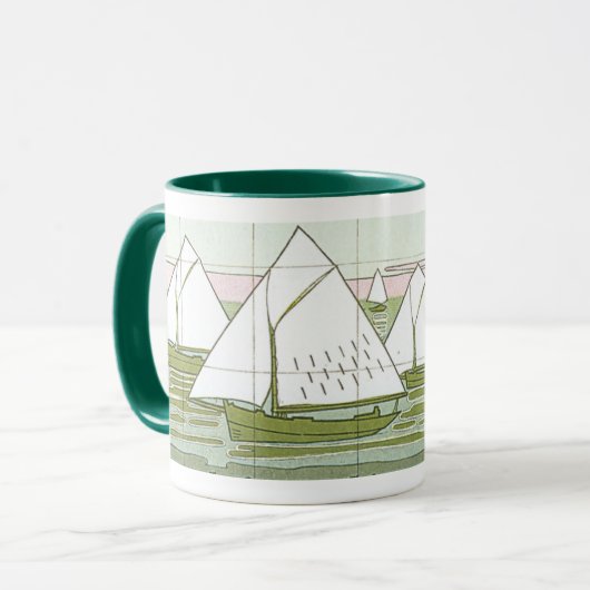 Sailboot Tile Art Coffee Mok (Voorkant links)
