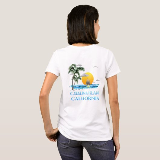 Sailboot van Catalina Island California T-shirt (Achterkant volledig)