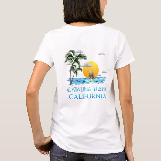 Sailboot van Catalina Island California T-shirt (Achterkant)