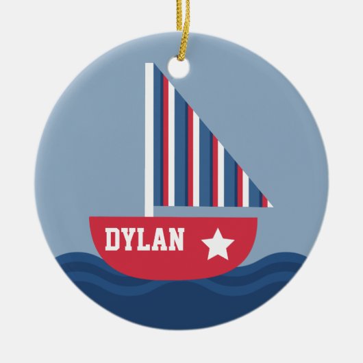 Sailboot voor kinderen keramisch ornament (Voorkant)