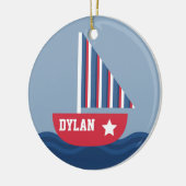 Sailboot voor kinderen keramisch ornament (Links)