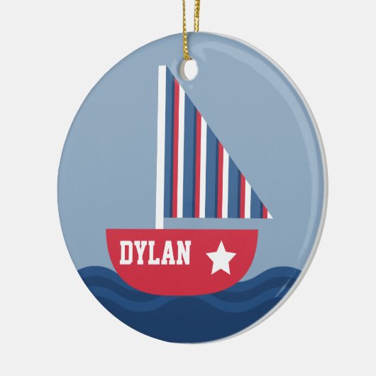 Sailboot voor kinderen keramisch ornament (Links)