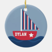 Sailboot voor kinderen keramisch ornament (Achterkant)