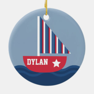 Sailboot voor kinderen keramisch ornament