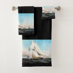Sailboot Yacht Boat Race Ocean Bath Towel Set Bad Handdoek