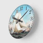 Sailboot Yacht Boat Race Ocean Zee Wall Clock Ronde Klok (Hoek)
