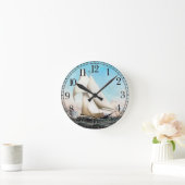 Sailboot Yacht Boat Race Ocean Zee Wall Clock Ronde Klok (Huis)