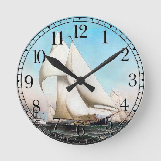 Sailboot Yacht Boat Race Ocean Zee Wall Clock Ronde Klok (Voorkant)