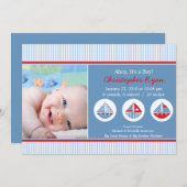 Sailboten Baby Boy Birth Annouting Kaart (Voorkant / Achterkant)