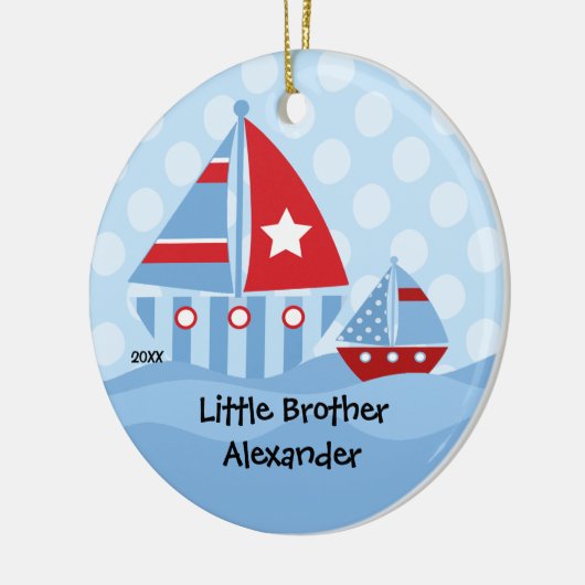 Sailboten Big & Little Brother kerstversiering Keramisch Ornament (Links)
