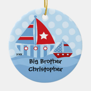 Sailboten Big & Little Brother kerstversiering Keramisch Ornament