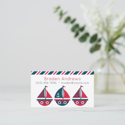 Sailboten en Kaarten voor contact Visitekaartje (Staand voorkant)