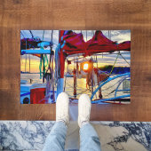 Sailboten en Sunset Lopez Island Welcome Mat