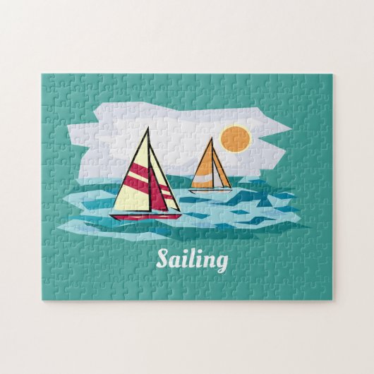 Sailboten Ontwerp Jigzaag Puzzle Legpuzzel (Horizontaal)