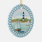 Sailboten Vuurtoren aangepaste naam ornament (Rechts)