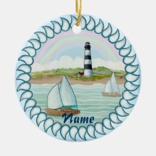 Sailboten Vuurtoren aangepaste naam ornament