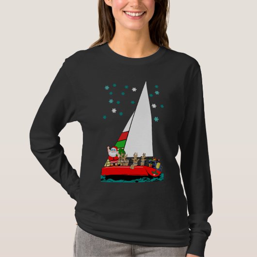 Sailen met kerstzwarte T-Shirt (Voorkant)