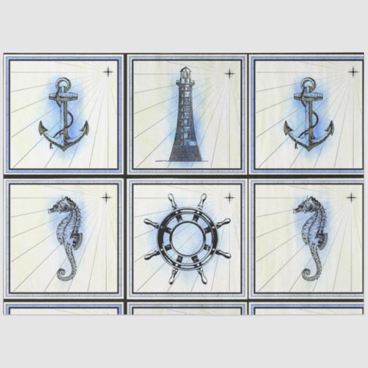 Sailen van Nautical Artistic Decoupage Tissuepapier (Voorkant)