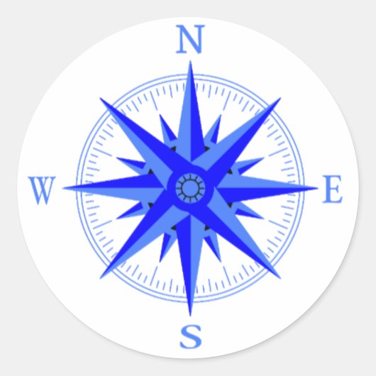 Sailen - Wind Roos Compass Nautical Shirt Classic Ronde Sticker (Voorkant)