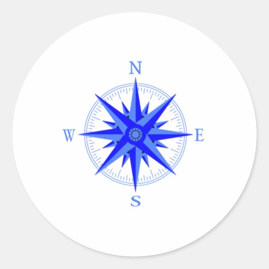 Sailen - Wind Roos Compass Nautical Shirt Ronde Sticker (Voorkant)