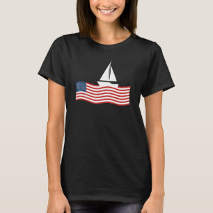 Sailer Zeilschip Amerikaanse vlag Zeilboot Boati T-shirt