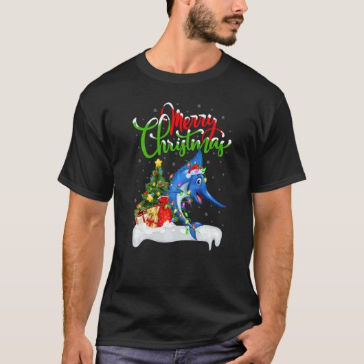 Sailfish  Xmas Decorations Santa Sailfish Christma T-shirt (Voorkant)