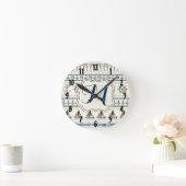 Sailing Anchor Nautica Monogram Initiaal Wall Cloc Ronde Klok (Huis)
