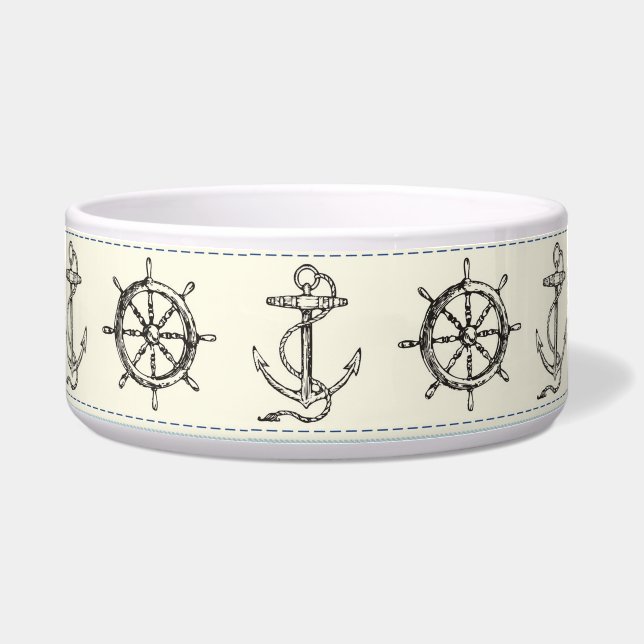 Sailing Anchor Nautical Rope Dog Pet Food Bowl Voerbakje (Voorkant)