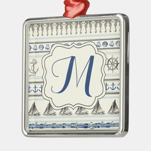 Sailing Anchor Nautical Rope Monogram Ornament (Links)