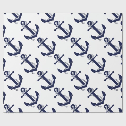 Sailing Anchor Navy Cadeaupapier (Vlak)