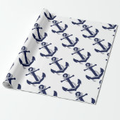 Sailing Anchor Navy Cadeaupapier (Uitgerold)